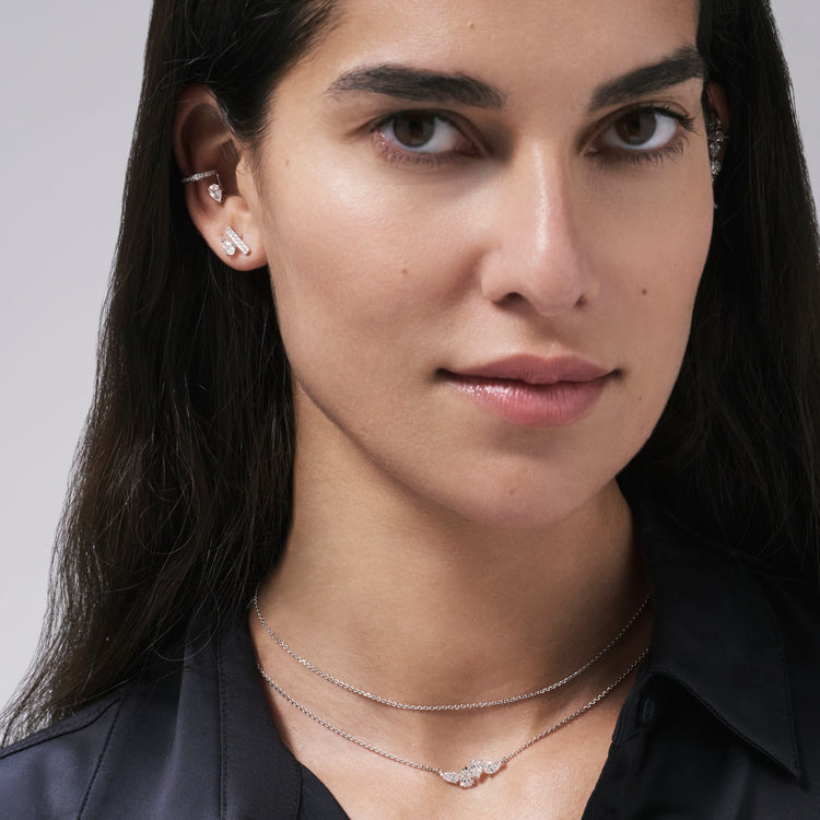 Serti sur Vide スタッドピアス ピンクゴールド ペアシェイプダイヤモンド1石