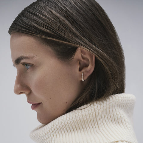 REPOSSI ブラックフープピアス ダイヤ付き REPOSSI ブラックフープピアス ダイヤ付き