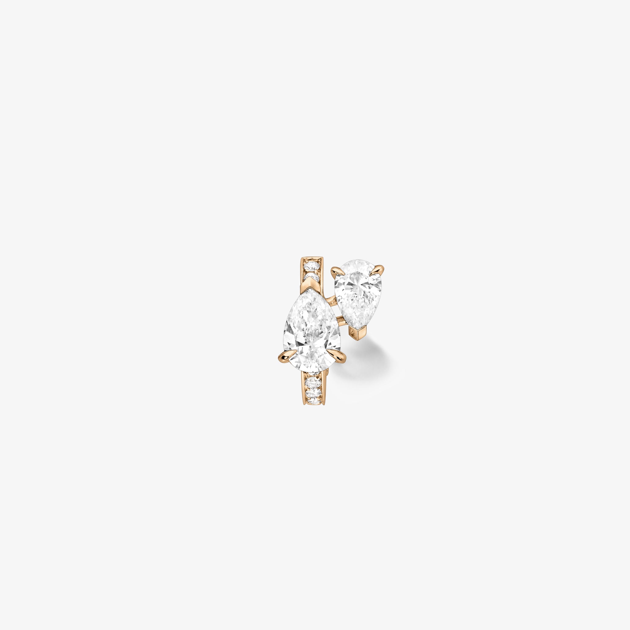 Serti sur Vide ピアス ペアシェイプ ダイヤモンド2石 ピンクゴールド