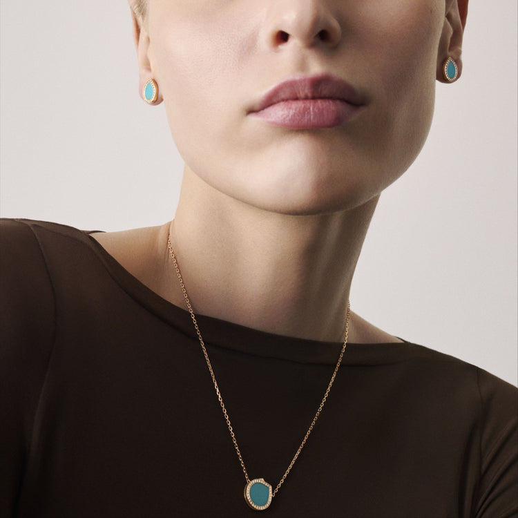 Antiferペンダント ピンクゴールド、ターコイズ