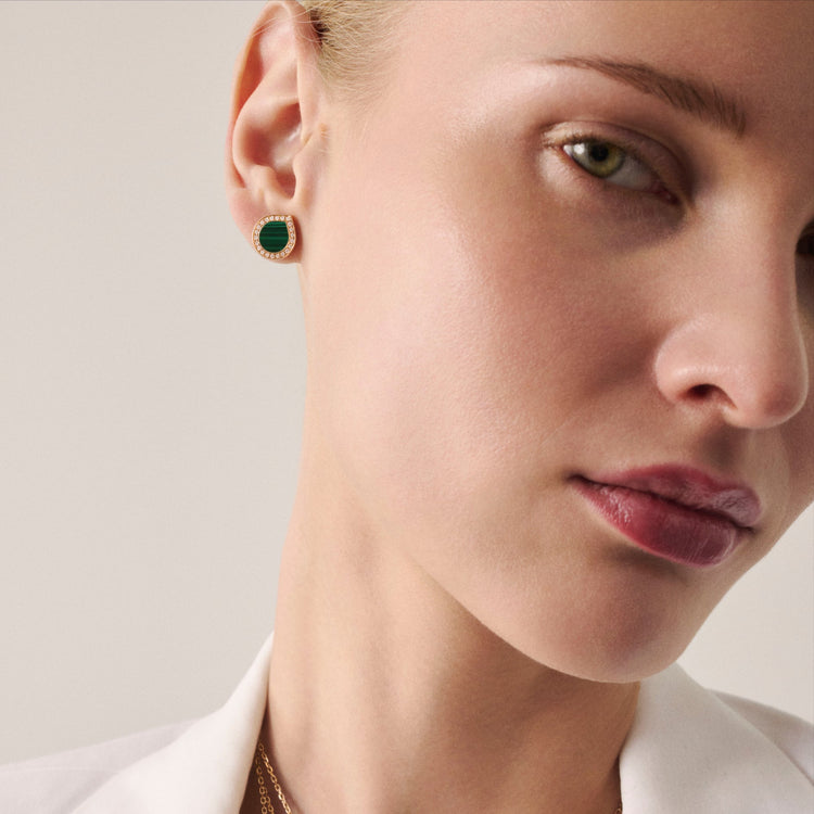 Antiferスタッドピアス ピンクゴールド、マラカイト