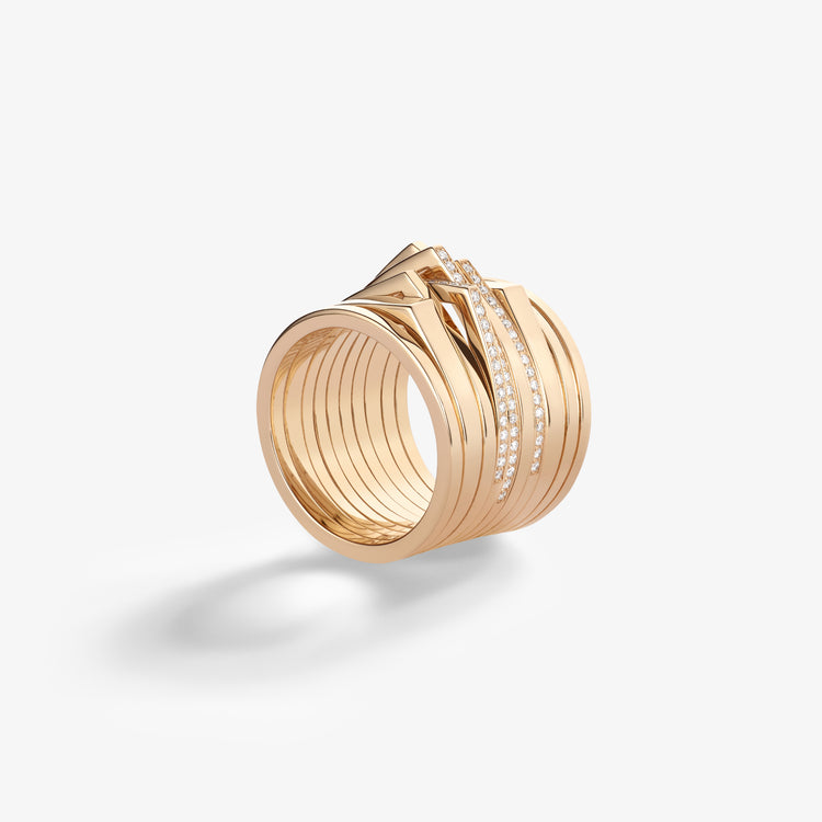 Antifer 10連 リング ピンクゴールド パヴェダイヤモンド