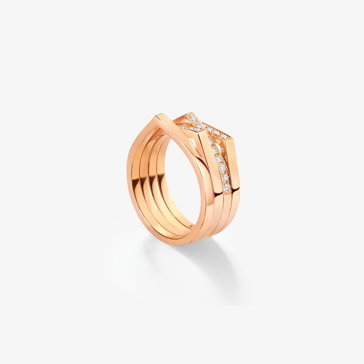Antifer 4連リング ピンクゴールド パヴェダイヤモンド（ハーフ）