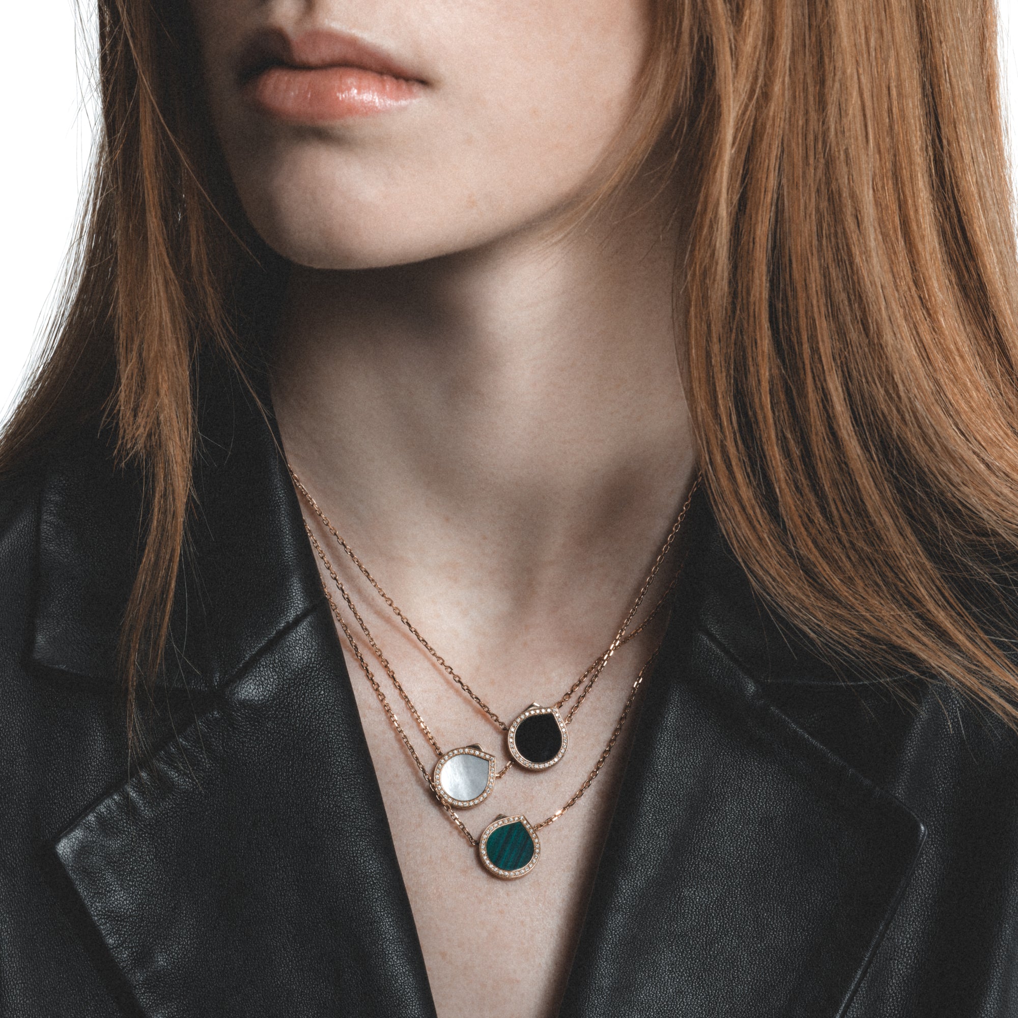 ★REPOSSI★ Antifer ペンダント プレーン2連 定価36.6万 Antiferペンダント ピンクゴールド、マザーオブパール