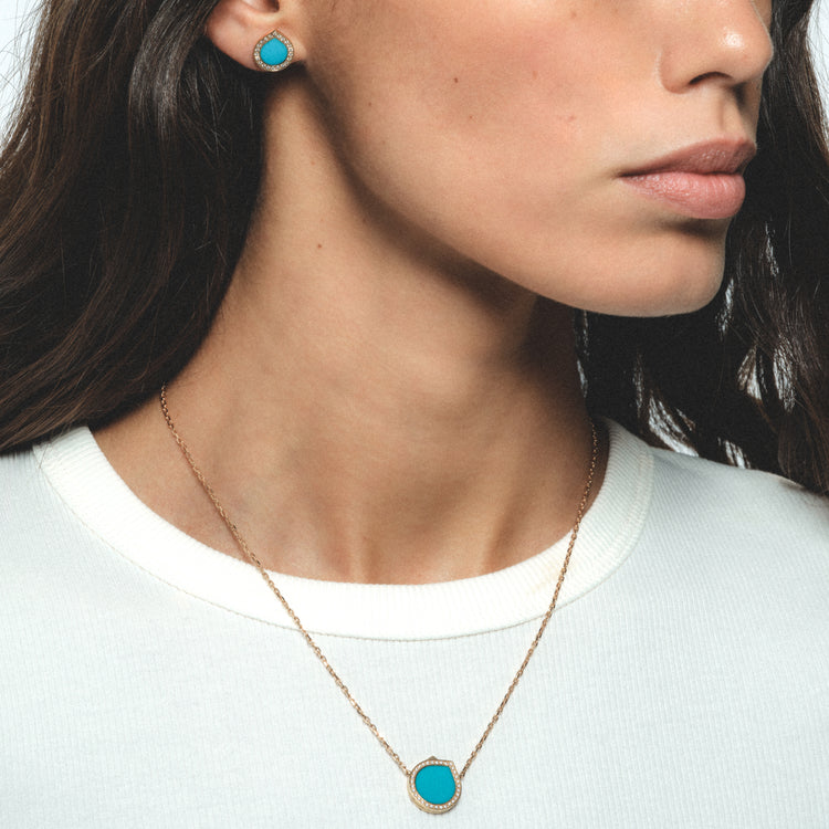 Antiferペンダント ピンクゴールド、ターコイズ