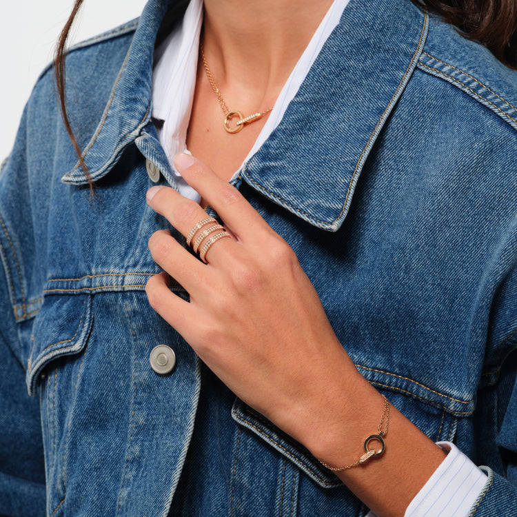 Berbere 3連リング ピンクゴールド パヴェダイヤモンド