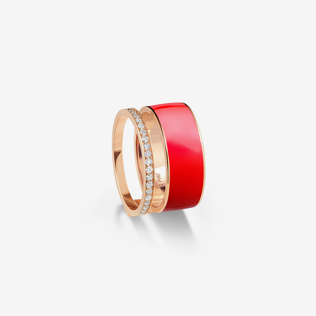 Berbere Chromatic レッドラッカーリング ピンクゴールド ダパヴェ Berbere Chromatic レッドラッカーリング ピンクゴールド ダパヴェ